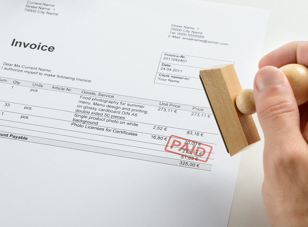 trade account invoice paid