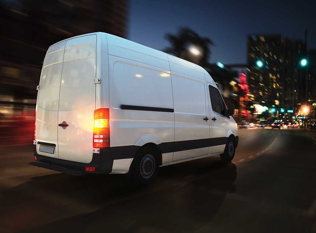 van travelling at night