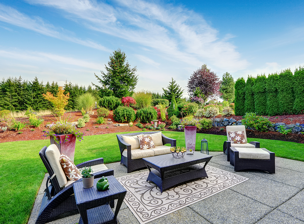 Patterned concrete patio