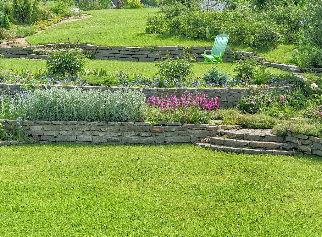 Sloped garden terracing