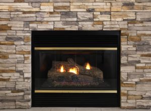A gas fire in operation
