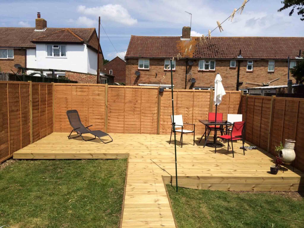 Decking solution in a sloped garden