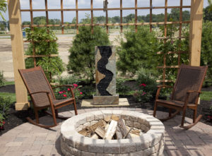 stone fire pit installation