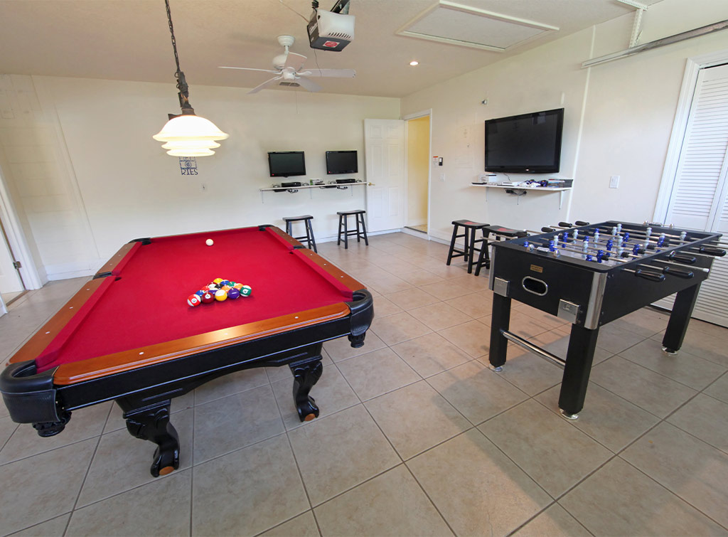 Garage converted into a games room