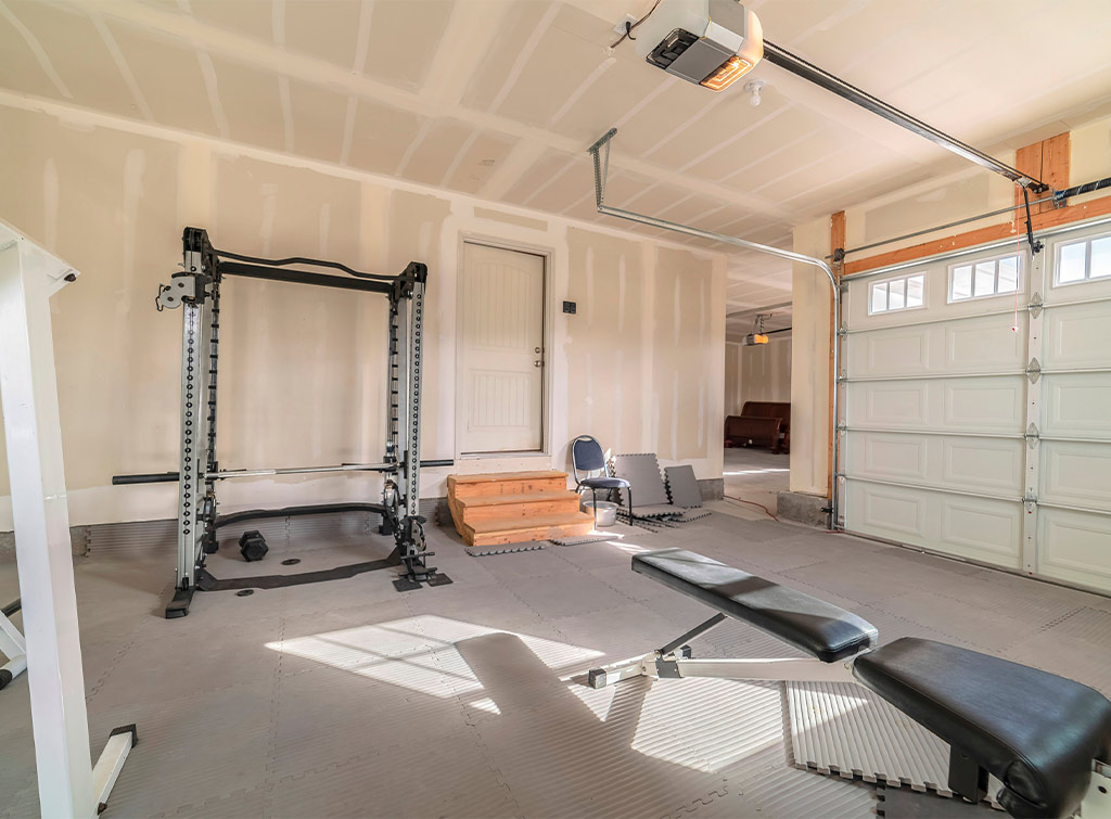 Garage converted into home gym