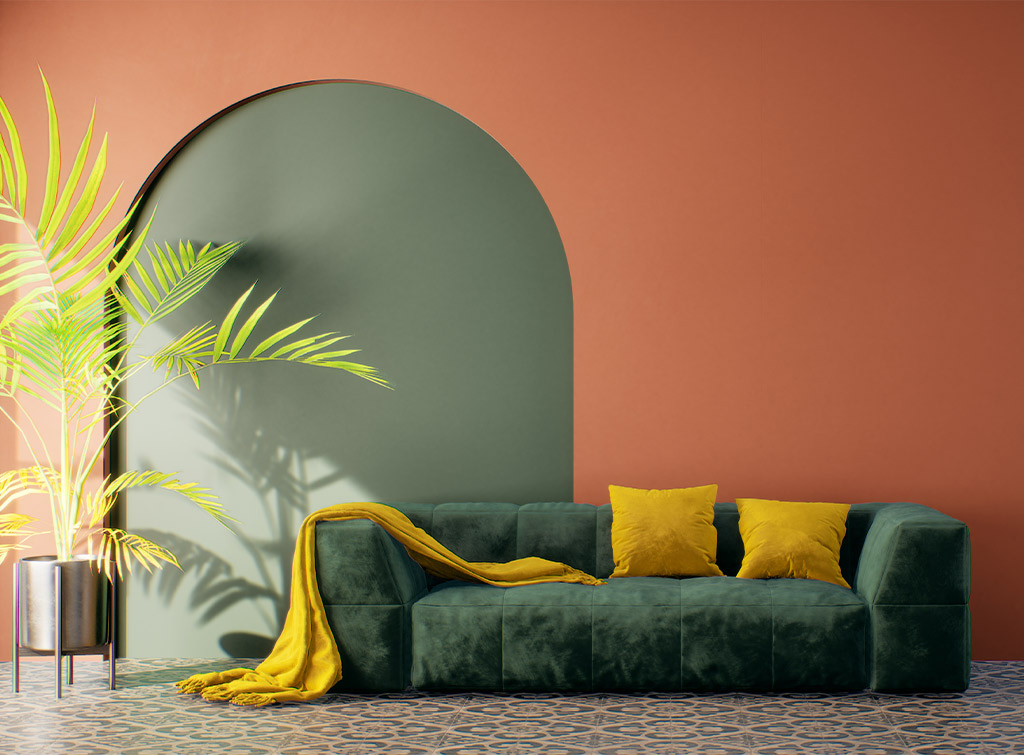 Long living room decorating ideas - Paint colour blocking