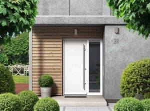 Pivot door with overhang