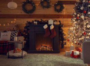 Christmas chimney and fireplace