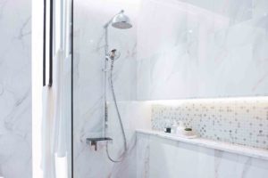 Recessed shower shelf