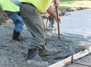 A permeable concrete driveway under construction