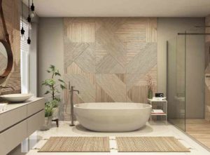 Scandi bathroom design with neutral decor