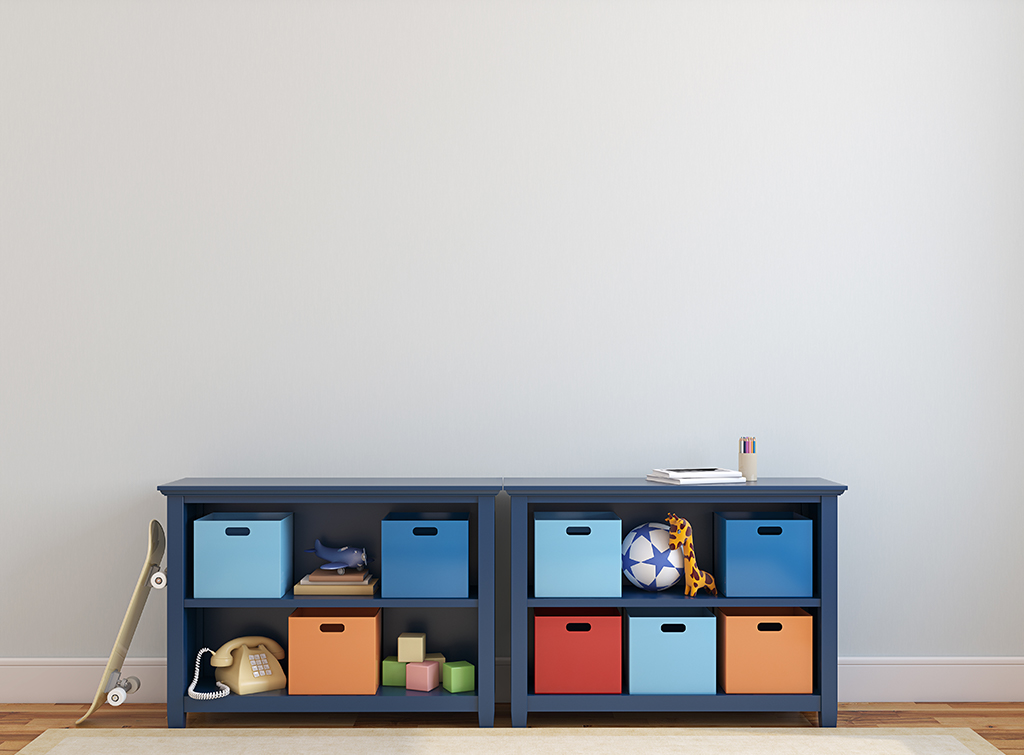 Orange and blue toy storage ideas