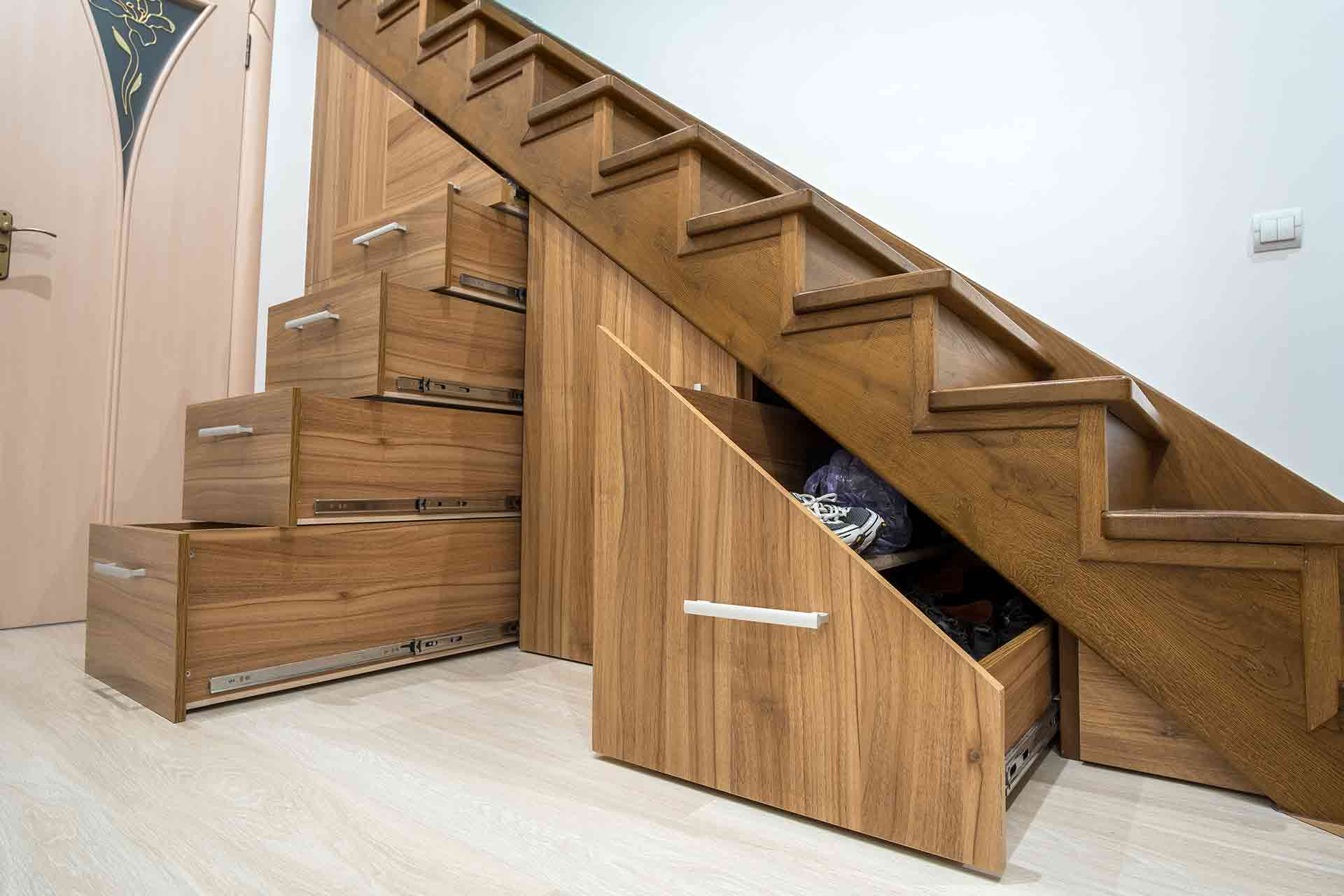 DIY Pull Out Storage Drawers Under Stairs - Extra Storage For Small Spaces.  