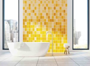 Small bathroom ideas with yellow and white tiles