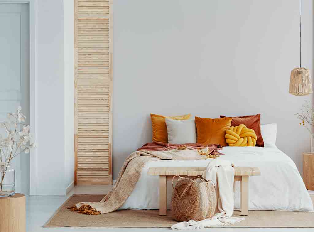 Autumnal bedroom colour scheme example