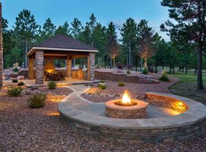 Garden patio with firepit