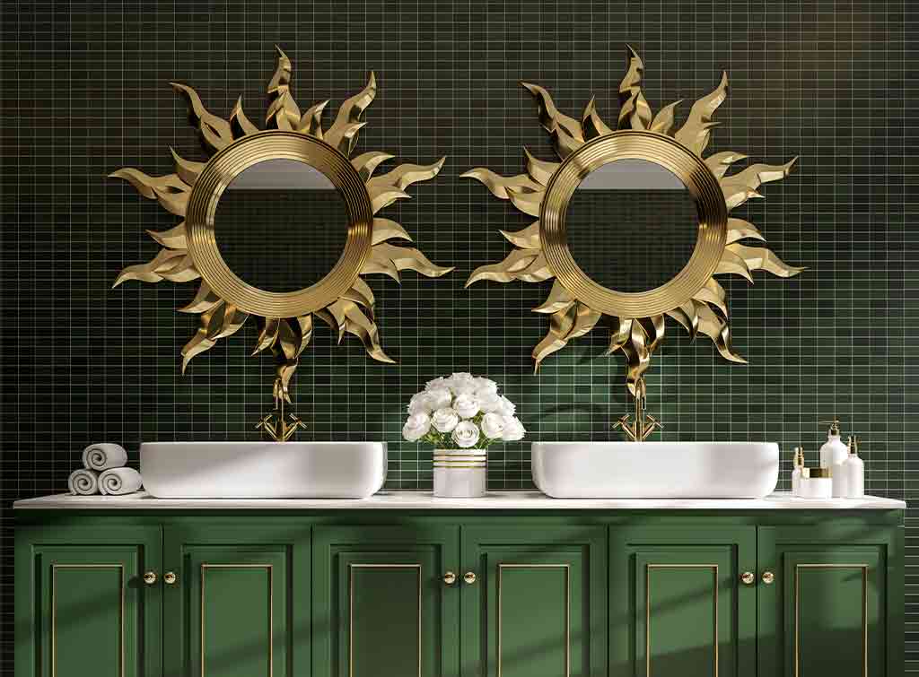 Green and gold bathroom design idea