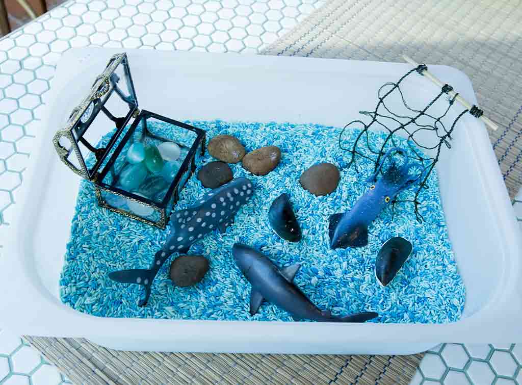 Sensory water tub and textures