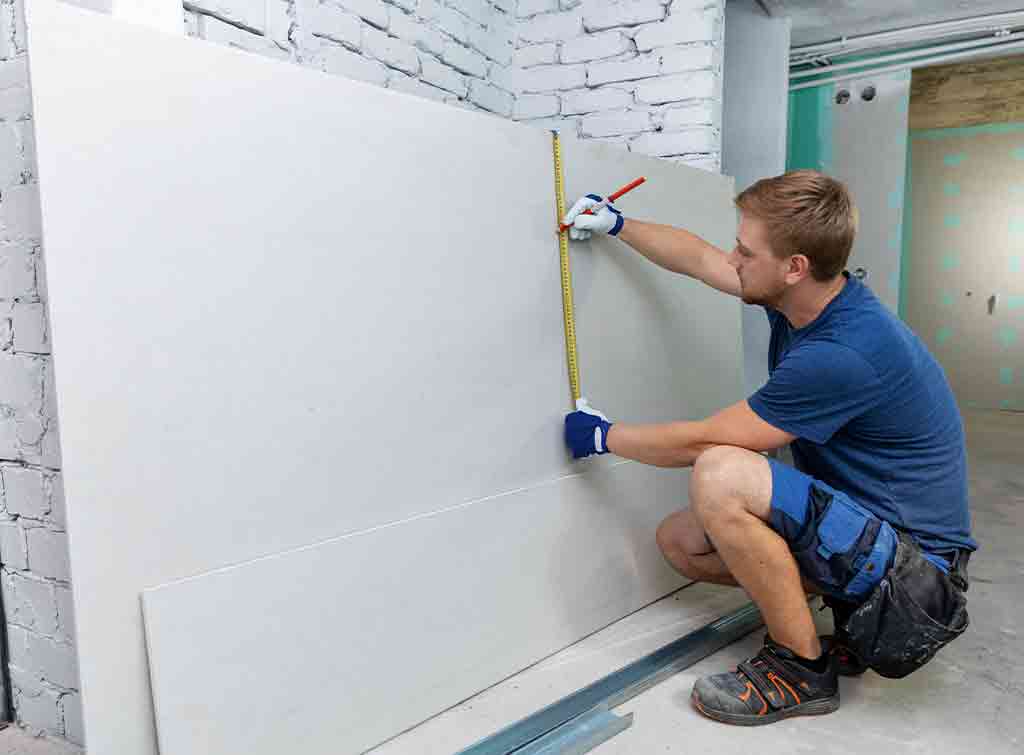 Measuring plasterboard for scrim tape