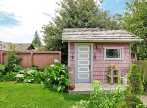 Shed colours ideas in pretty garden - she shed ideas