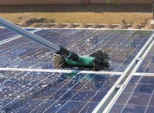 Solar panel cleaning with mop
