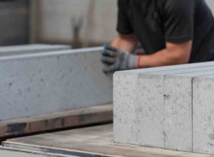 Concrete blocks being prepared