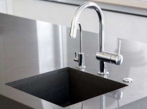 white polished concrete worktop
