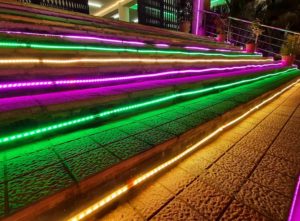 Fun neon stair lighting ideas