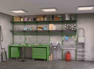 Industrial decor in garage conversion