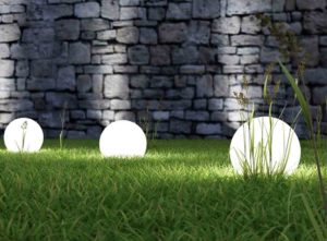 Light globes on lawn