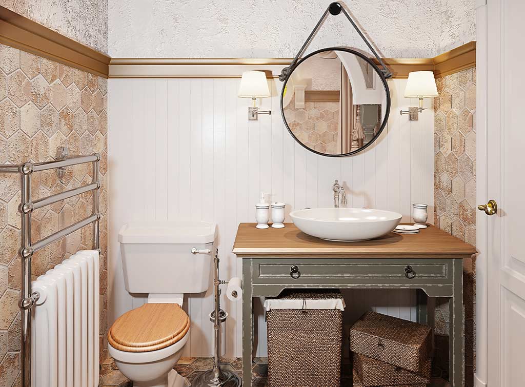 A vintage looking bathrooom - Small bathroom makeover ideas to add luxury