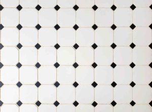 Victorian floor tiles white and black mosaic pattern