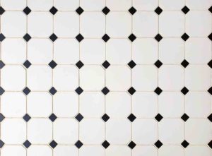 Victorian floor tiles white and black mosaic pattern