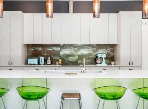 Upcycled wooden kitchen splashback with a distressed look - splashback ideas for kitchen cheap