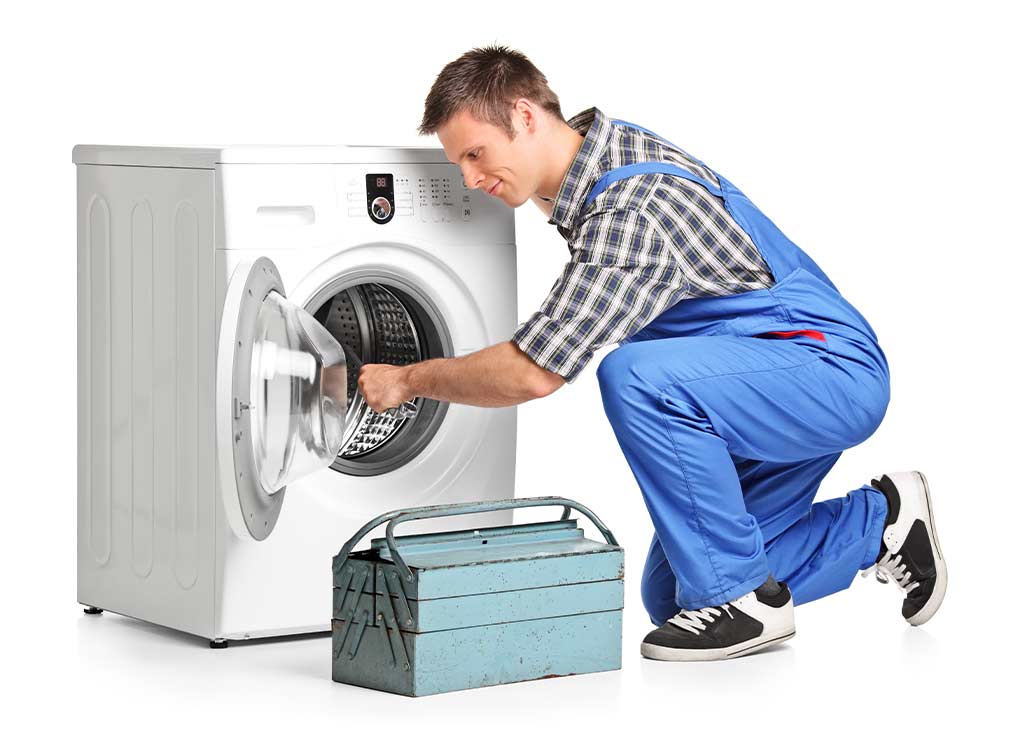professional installing washing machine