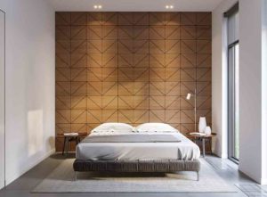A bedroom with a panelled feature wall - low-cost panelled feature wall ideas