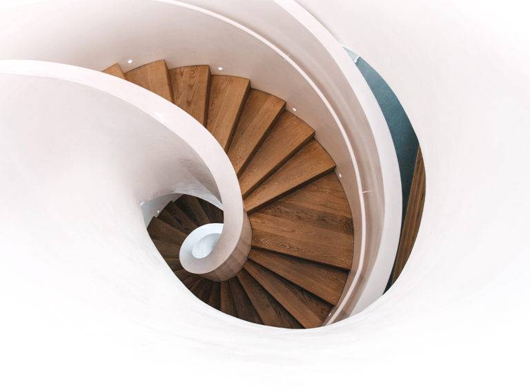 White wood spiral staircase cost