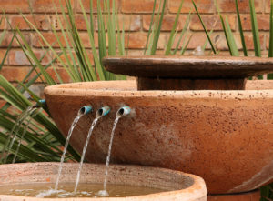 Water feature with ceramic fountain