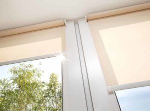 Roller blinds in a window