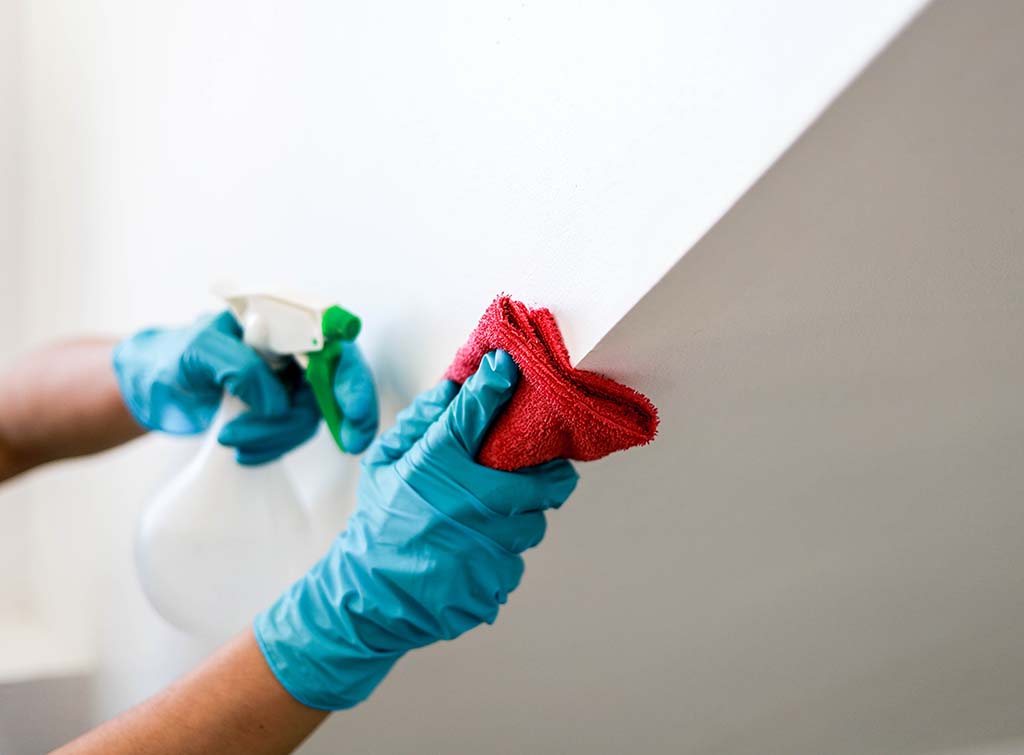 washing wall with sugar soap