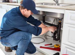 Landlord fixing a sink