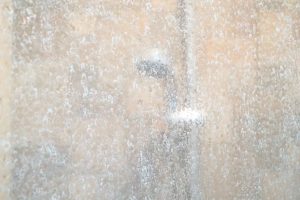 Shower screen obscured by hard water stains