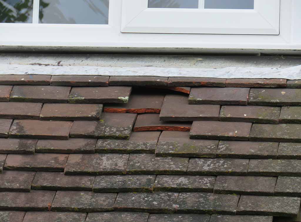 Roof with missing tiles