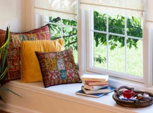 Window seat with cushions