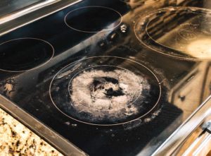 how to clean induction hob burnt on