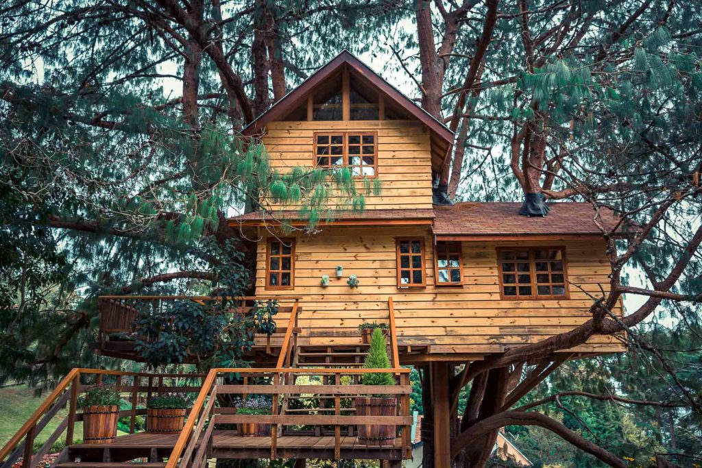 tree house in a garden