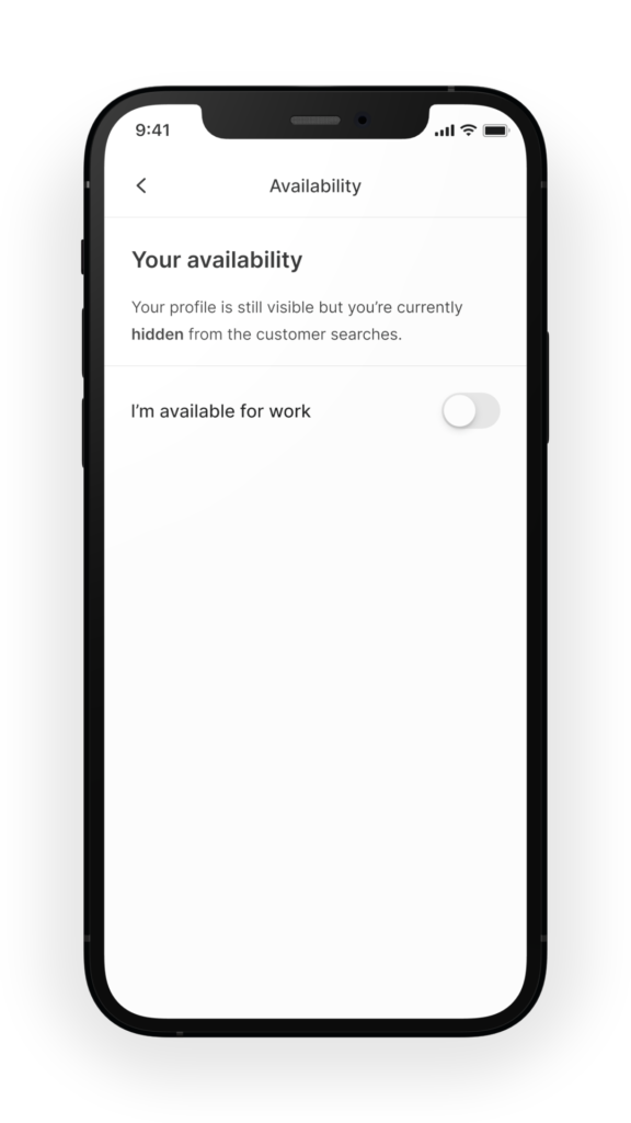 I'm not available for work - Availability Checkatrade Trades App
