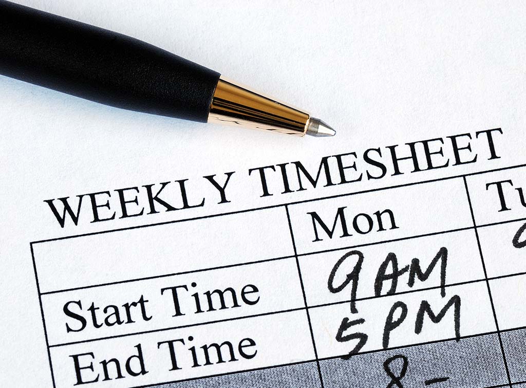Image of a weekly timesheet