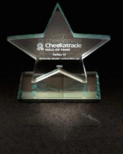 Checkatrade Hall of Fame trophy winner Britannia Locksmiths