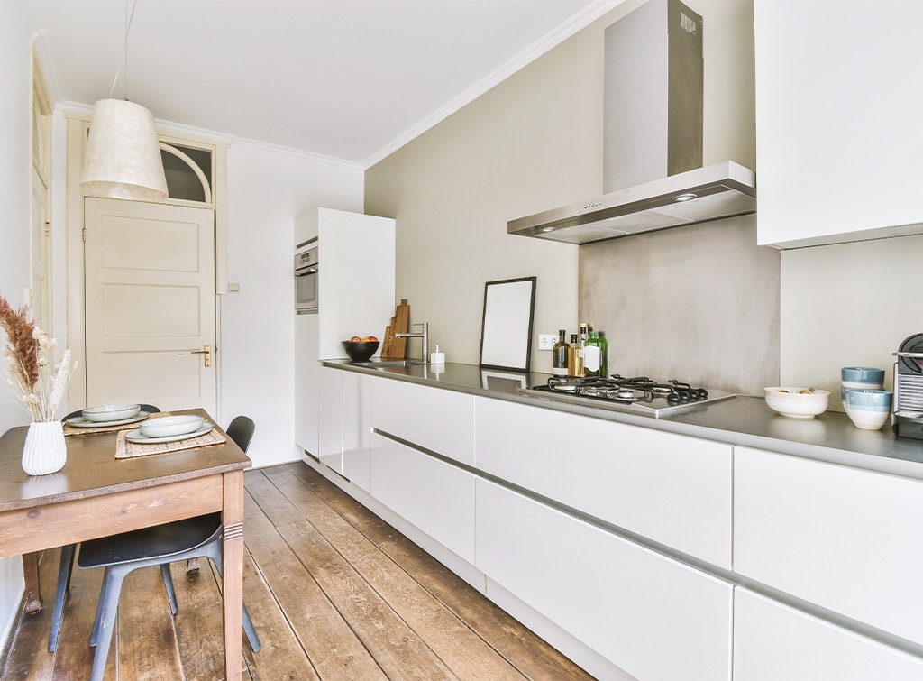 Light narrow kitchens